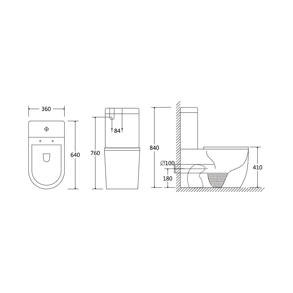 BACK TO WALL TORNEDO FLUSH KDK 025 S & P trap, Quick release soft close seat