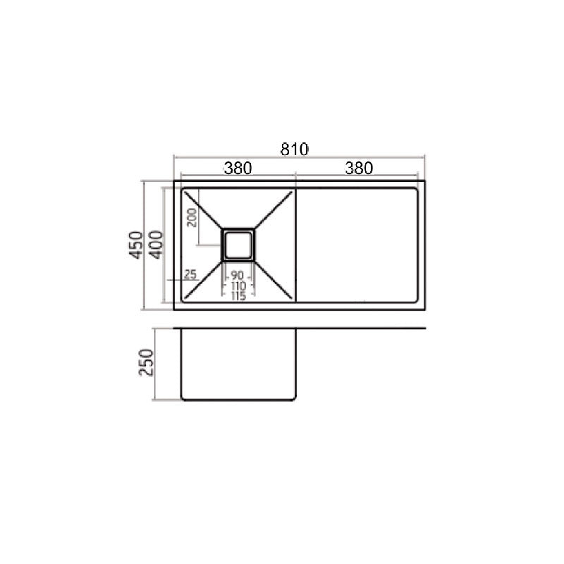 Single Bowl & Drainer 810 Under/Over/Flush Mount Stainless Steel Sink