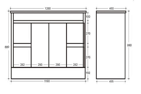 MODE 1200 PVC Waterproof Vanity, White Gloss, Slimline Ceramic top