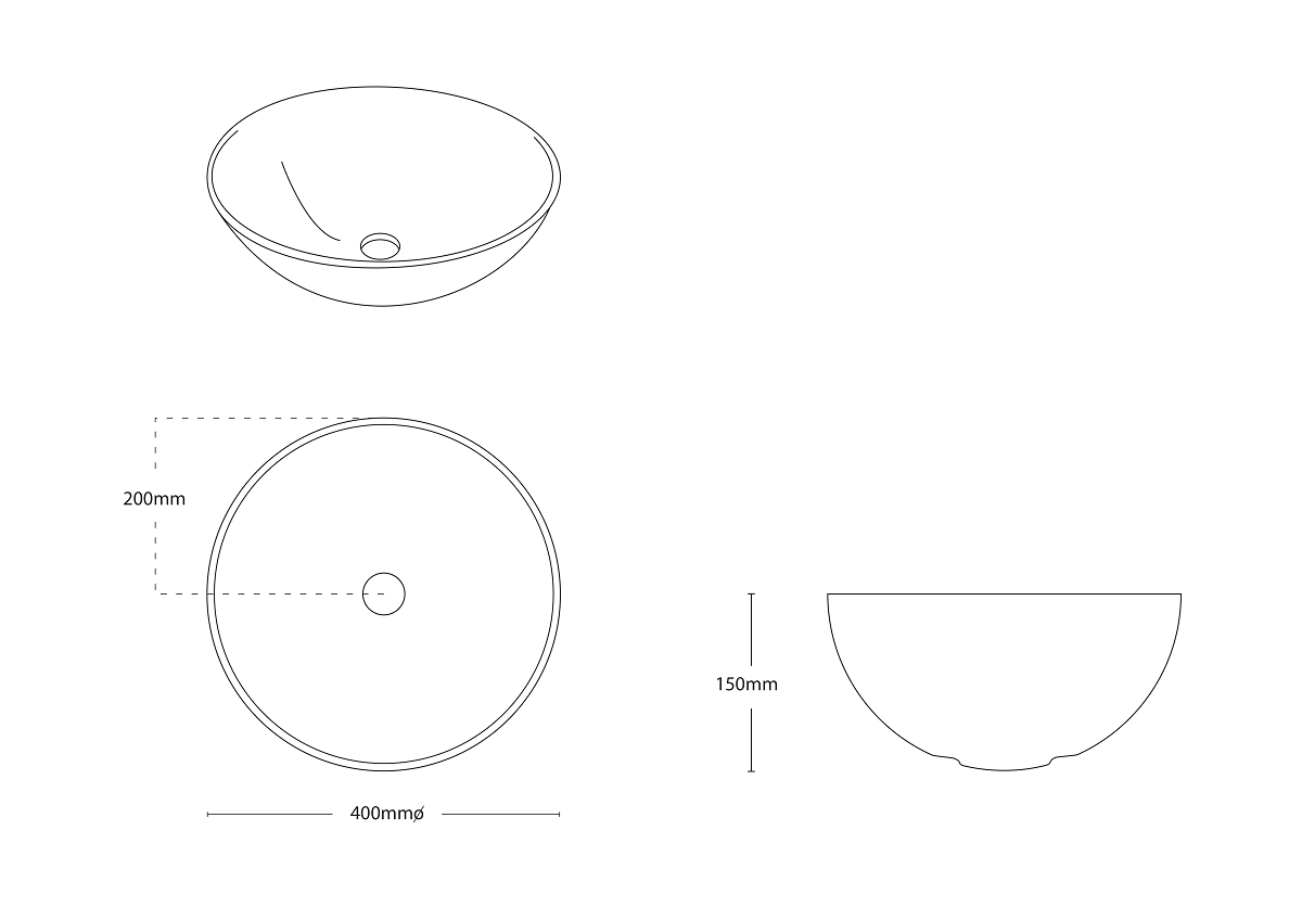 Above Counter Designer SOLAR WHITE or BLACK 400 Basin