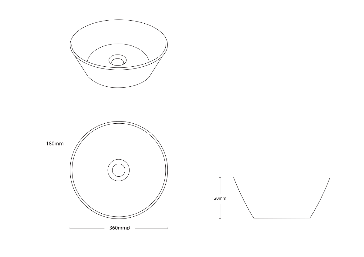 Above Counter Designer SPACE 350 Basin