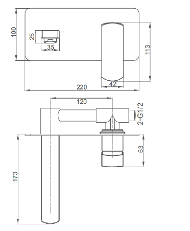 Zan Styled Wall Basin Mixer Set with Spout