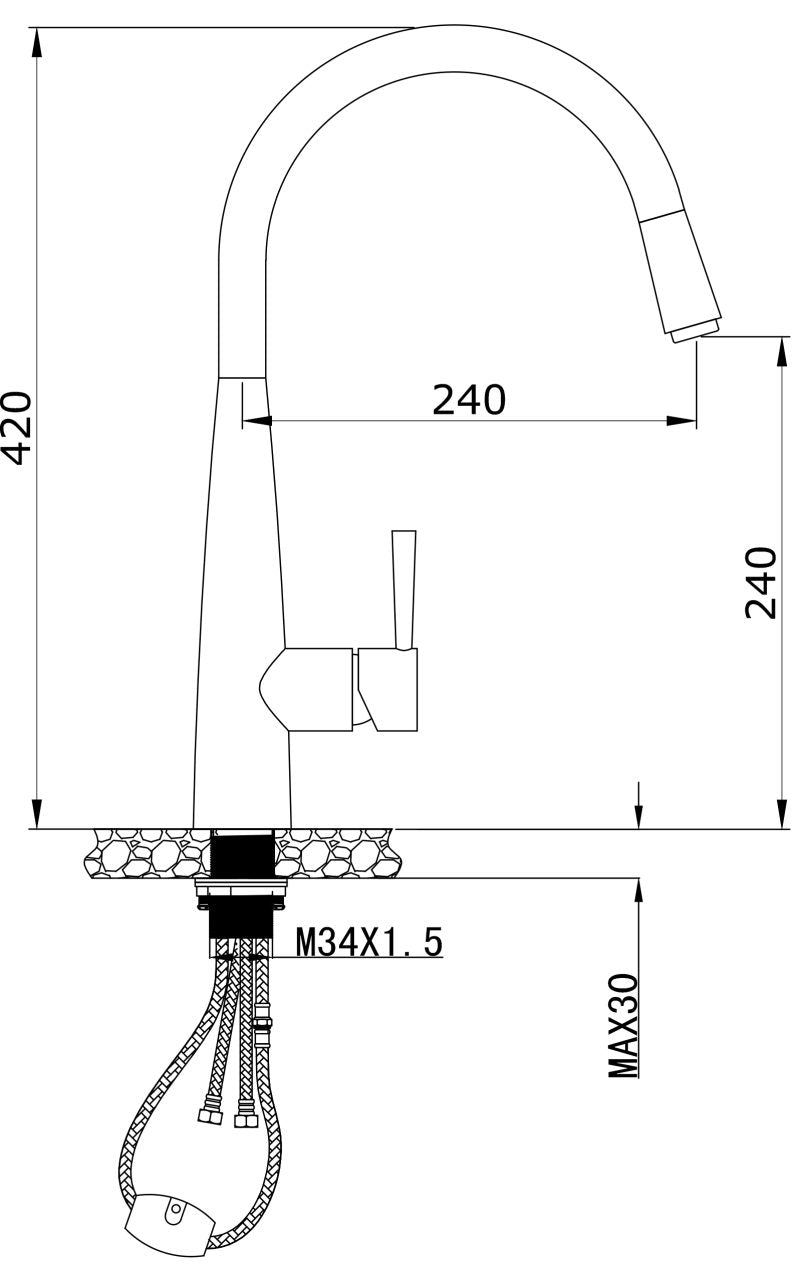 KASPER Sink Pull Out Sprayer Swivel Mixer
