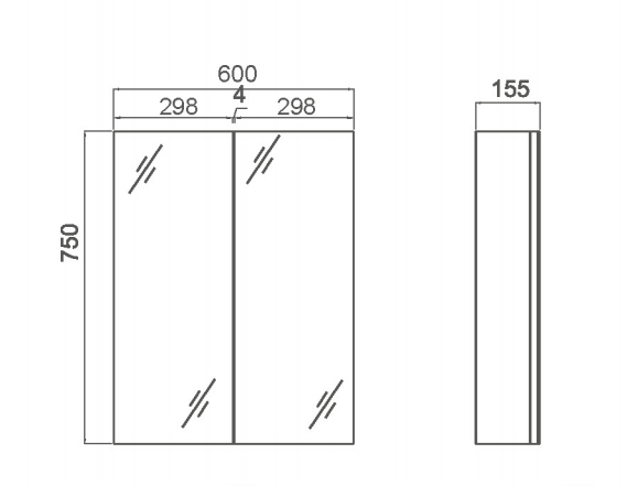 BRONTI 750mm OAK, PENCIL EDGE, GLASS SHELVES Mirror Shaving Cabinet, Soft Close