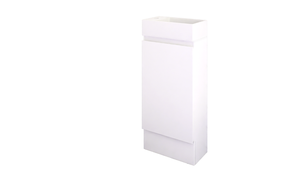 Tiro 400 x 220 White Gloss Vanity, Wall Hung or Kickboard, Poly Cast Top