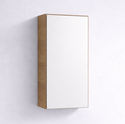 BRONTI 450mm OAK, PENCIL EDGE, GLASS SHELVES Mirror Shaving Cabinet, Soft Close