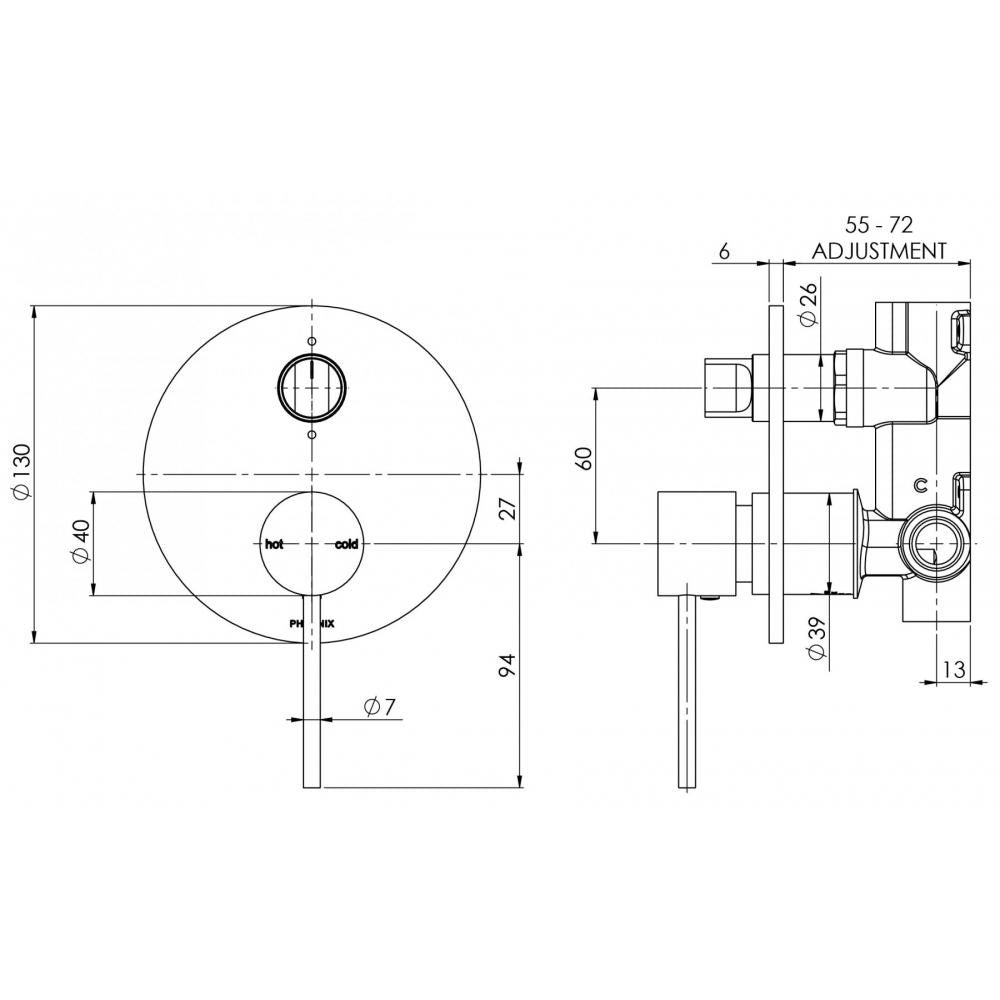 VIVID Slim Line Shower/Bath Diverter Mixer VS791 NB