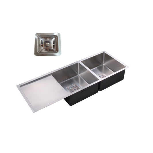 Double Bowl & Drainer 1160 Under/Over/Flush Mount Stainless Steel Sink