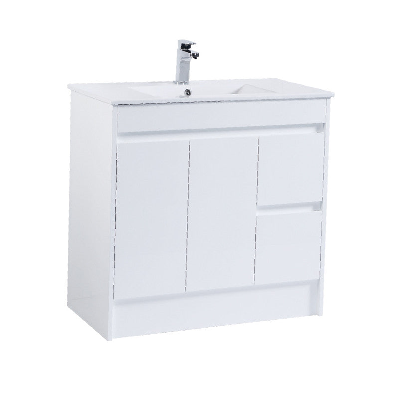 900 PVC Waterproof Vanity, White Gloss, Slimline Ceramic top