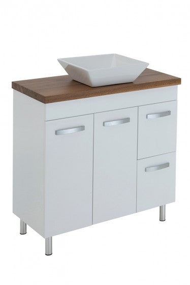 900 Vanity, Kickboard or Legs, Timber Top, Counter Basin