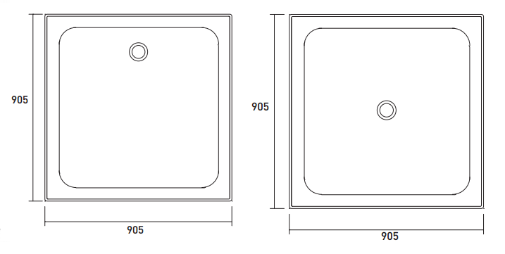 PRELUDE Shower Base 900 x 900 x 80Hmm, 4 Tile Bead Square