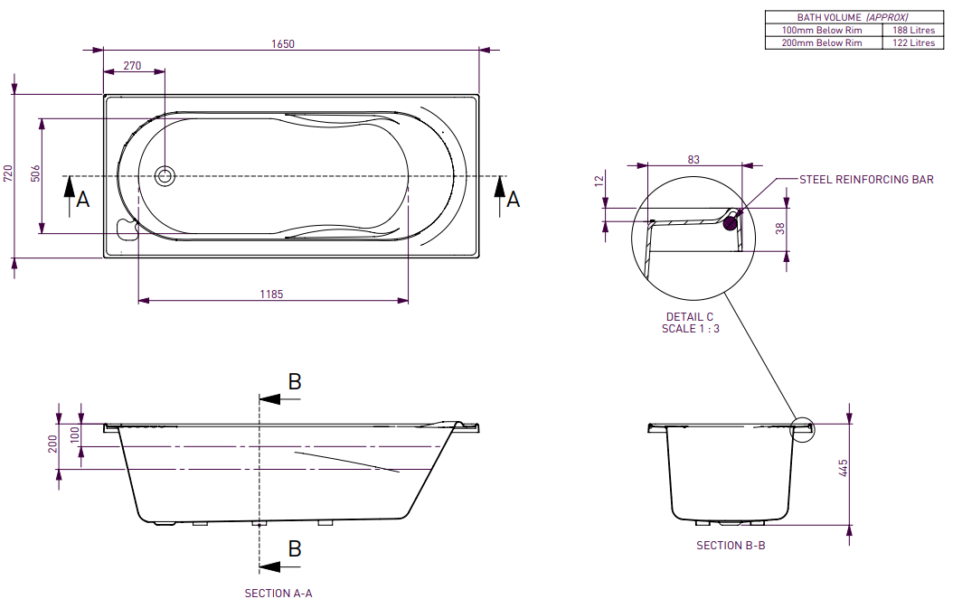 Decina ADATTO 1650 Inset Bath