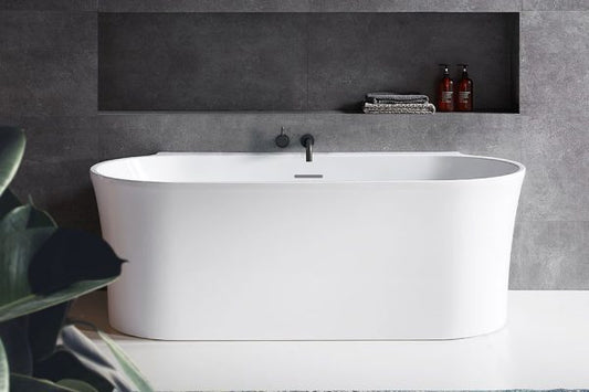 AURORA 1500 Back-to-Wall Freestanding Bath - MATTE WHITE