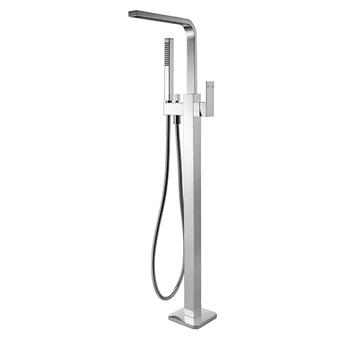 Squareline Floor Mounted Combo Bath Mixer, Straight Spout, Hand-shower