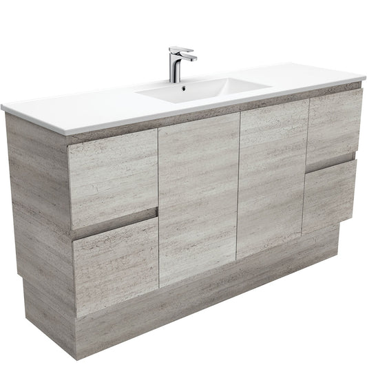 1500 Concrete Vanity, Kickboard, Slimline Ceramic Top Single