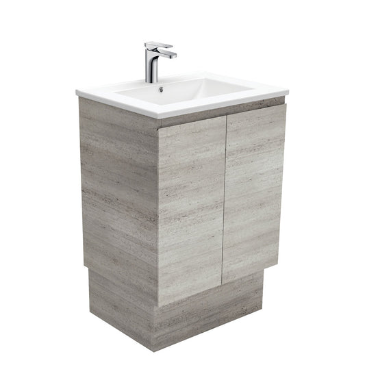 600 Concrete Vanity, Kickboard, Slimline Ceramic Top