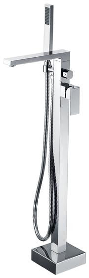 Quadra Linear Floor Mounted Combo Bath Mixer, Spout, Hand-shower