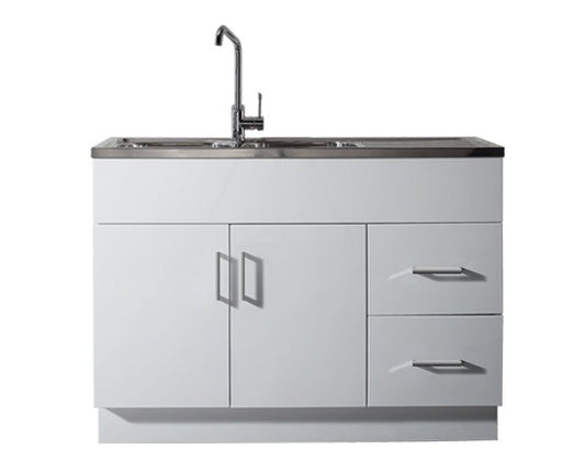 Kitchenette Gloss 1200 x 510mm, Double Sink Top 1TH & Drainer
