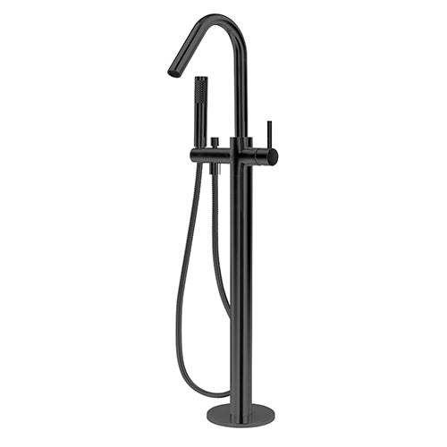 Chasa Floor Mounted Combo Bath Mixer, Spout, Hand-shower BLACK