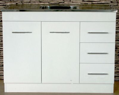 Kitchenette Gloss 1200W x 475D mm, Single Centre Sink Top 1TH