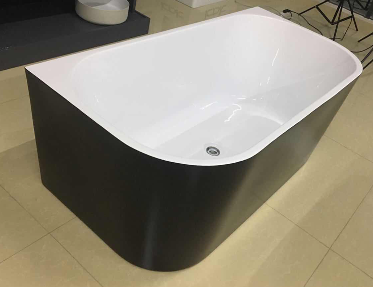 KAI  1500 Back-to-Wall Freestanding Bath - BLACK