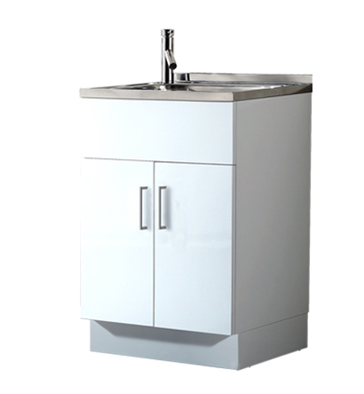 Laundry Unit 600W x 500D mm, 45L Stainless Steel L'tub in Gloss Cabinet