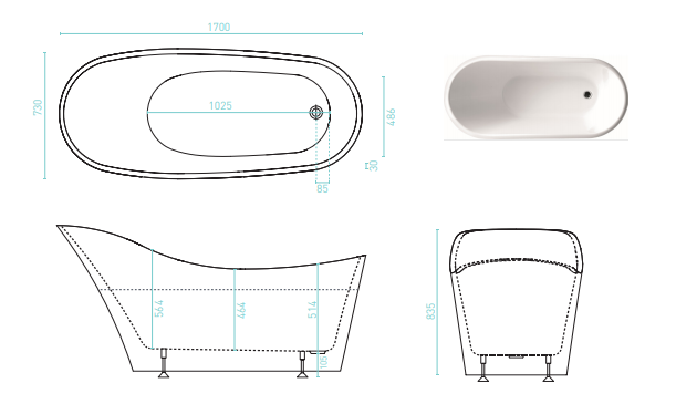 MARCELLA (MERRICA) 1700 Freestanding Bath Luxury Bath