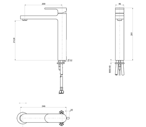 ORACLE Oval/ Round TALL Extended Basin Mixer
