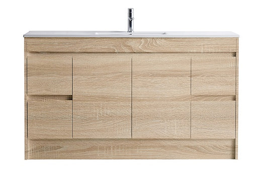 1500 OAK Vanity, Kickboard, Slimline SINGLE Ceramic top