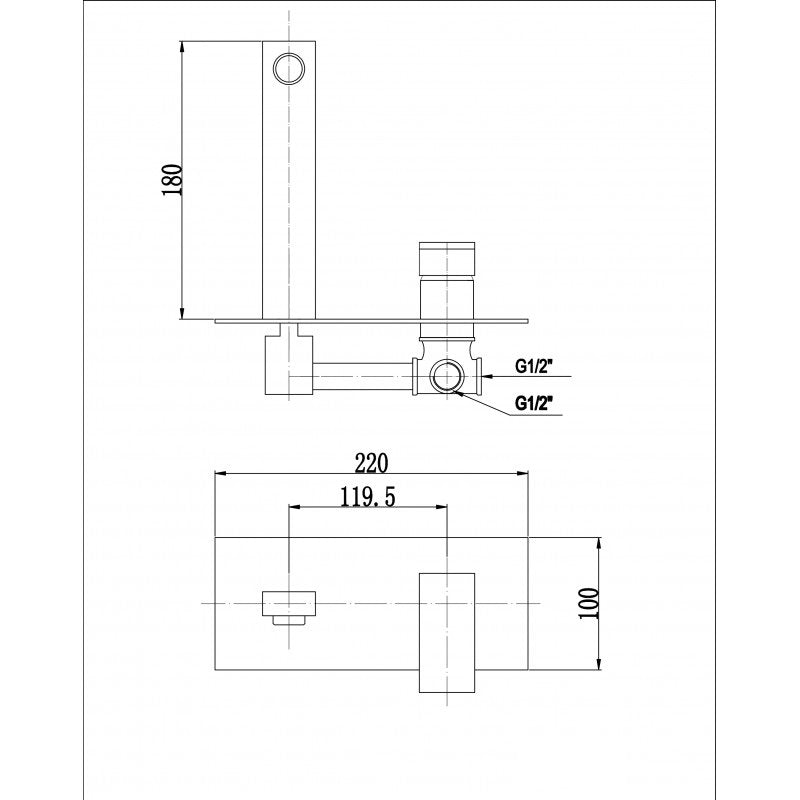 Quadra Linear Square Combination Wall Mixer and Spout