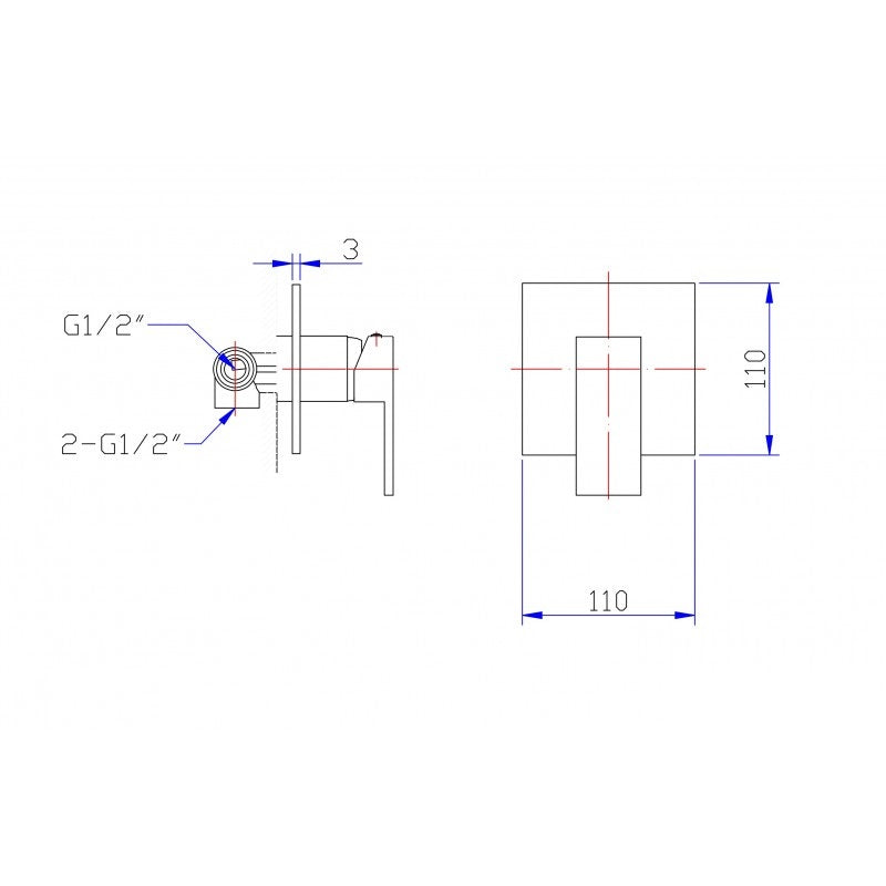 Quadra Linear Square Wall/ Shower Mixer