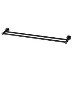 RADII BLACK Double Towel Rail 800mm Round Plate