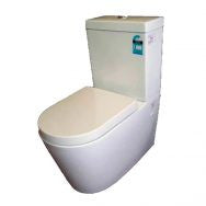 RIMLESS BACK TO WALL Rossi Toilet Suite S & P trap, Soft Close (Extra Height)