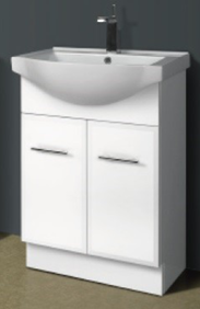 600 Semi-Recessed Vanity, Moulded Ceramic top, Kickboard