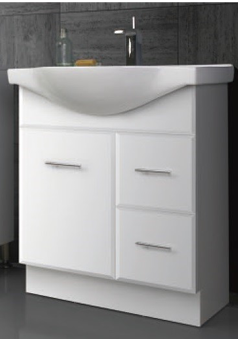 750 Semi-Recessed Vanity, Moulded Ceramic top, Kickboard