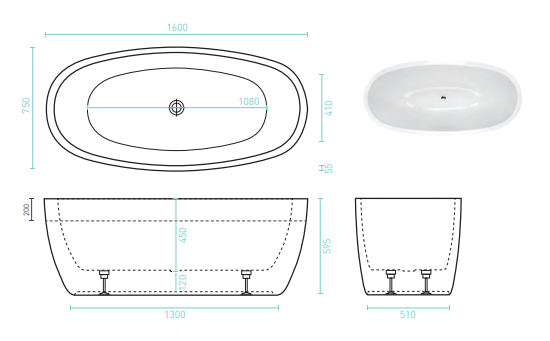 SHERATON 1600 Freestanding BATH - White