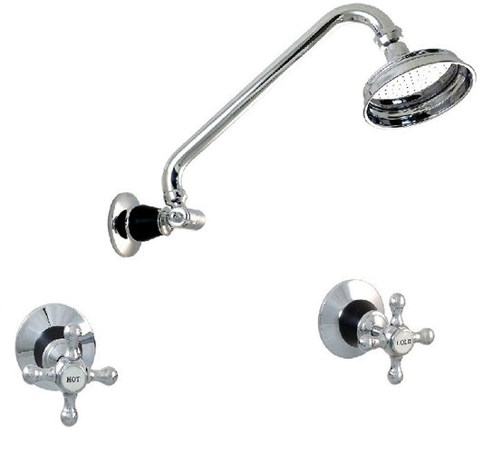 PASADENA BLACK Shower Set - Black & Chrome