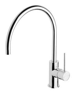 VIVID Slim Line Side Lever Sink Mixer 220mm Gooseneck Chrome