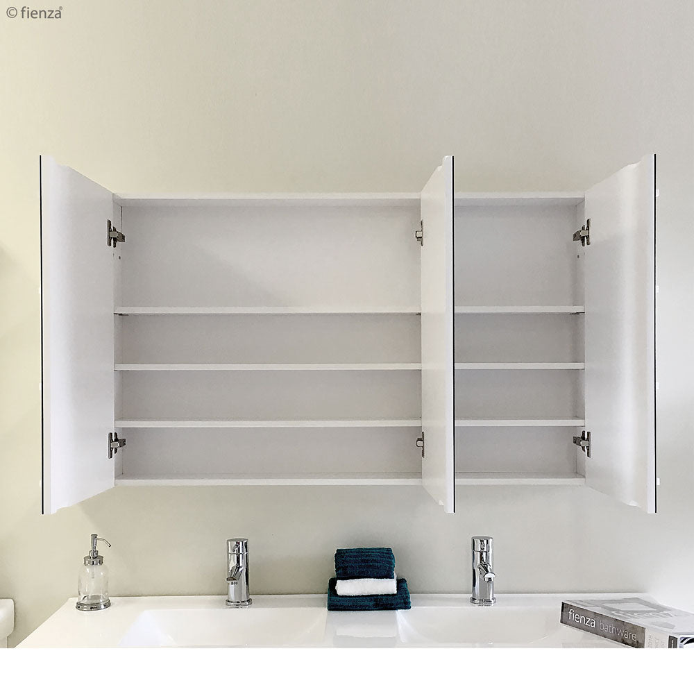 1200mm PENCIL EDGE Solid Shelves Mirrored Shaving Cabinet, Soft Close