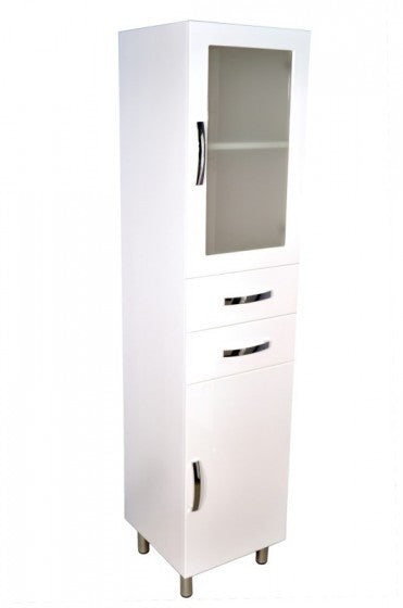 Tall Boy 1820H mm with 2 Glass Doors & 2 Drawers