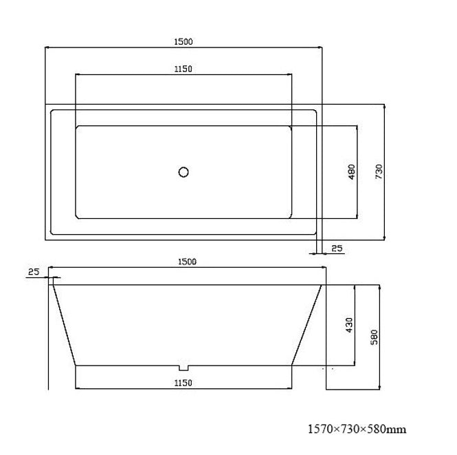 KAL 1500 - 4 Sided, 4 Way Slimline Freestanding or Corner Bath