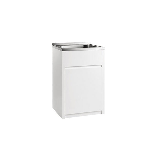 Laundry Tub 600x500 PVC Gloss White, SS Tub Better Bathrooms