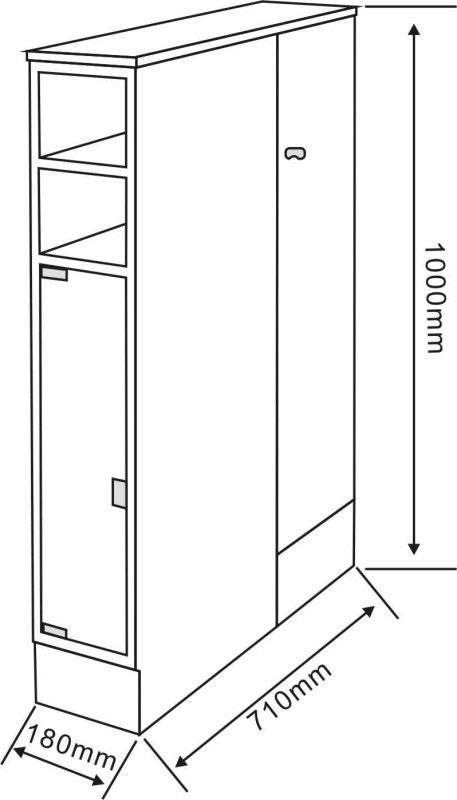 Partition Buddy  Short Boy 1000H mm with Glass & Side Door