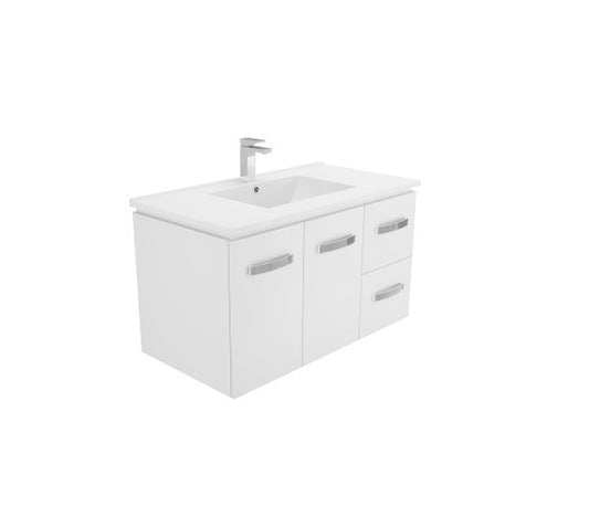 900 Wall Hung Quadra Vanity, Slimline Ceramic Top